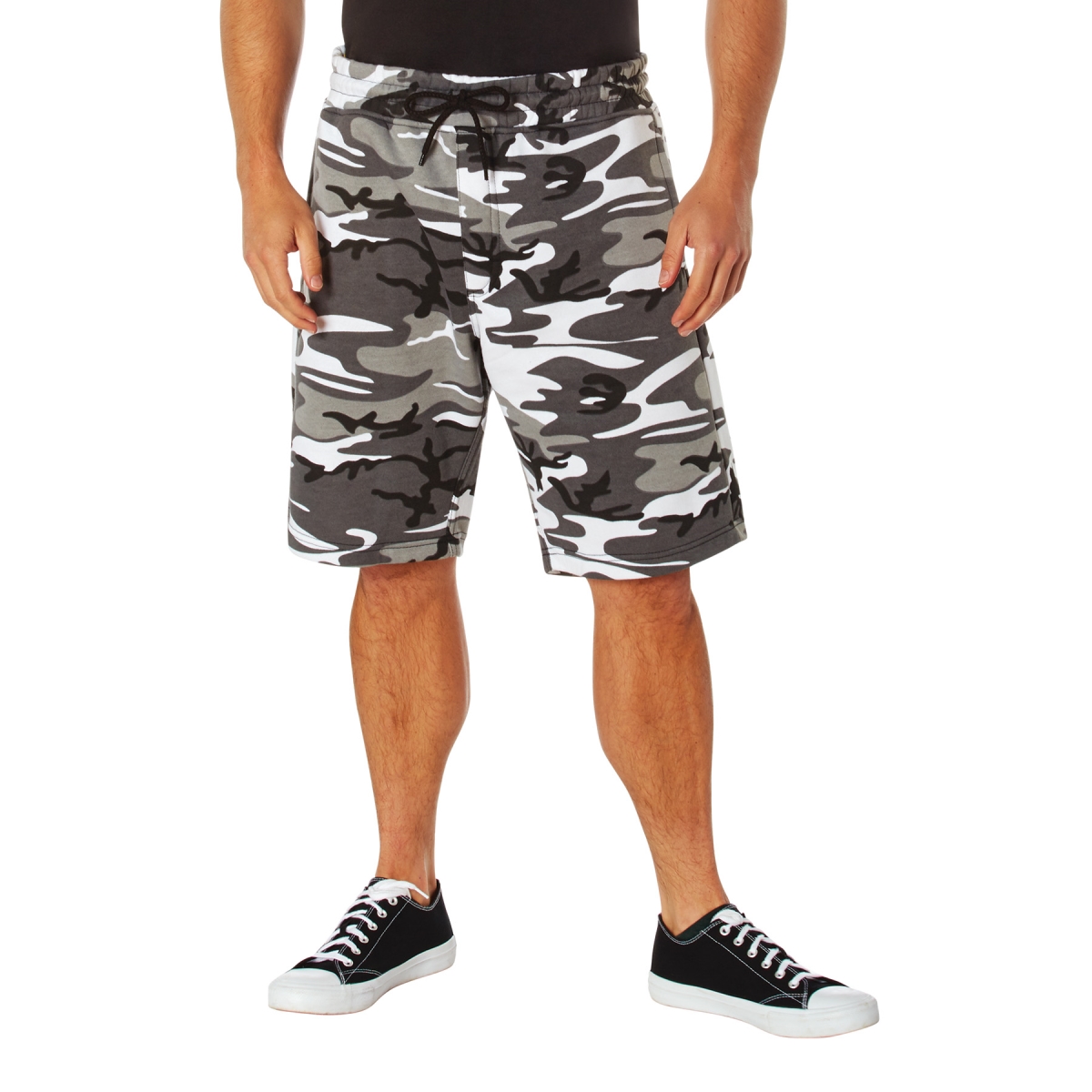 18349 Camo & Solid Color Sweat Shorts, City Camo - Medium