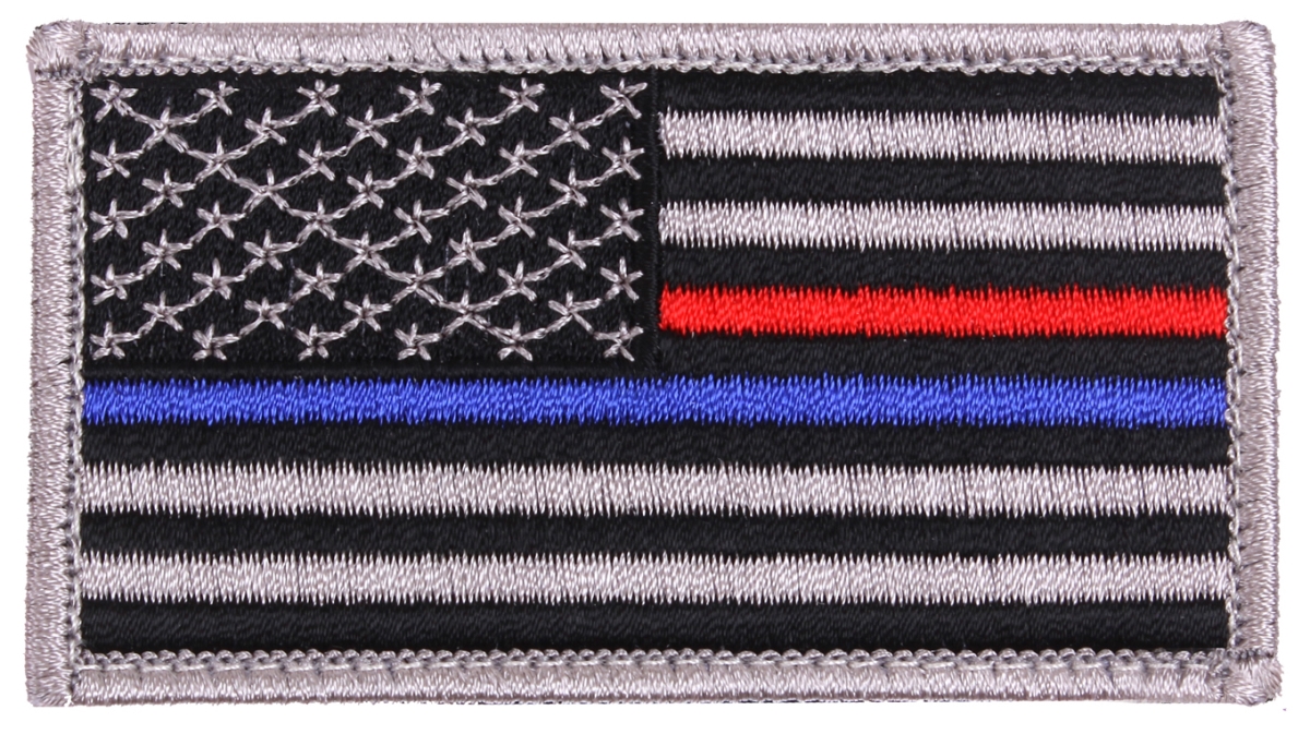 17397 Thin Blue & Red Line US Flag Patch with Hook Back