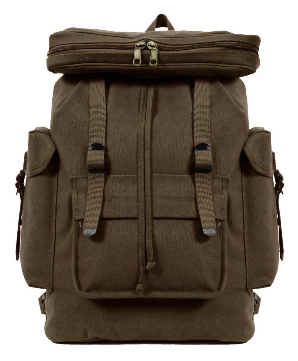 1267 Canvas European Style Rucksack Backpack, Earth Brown