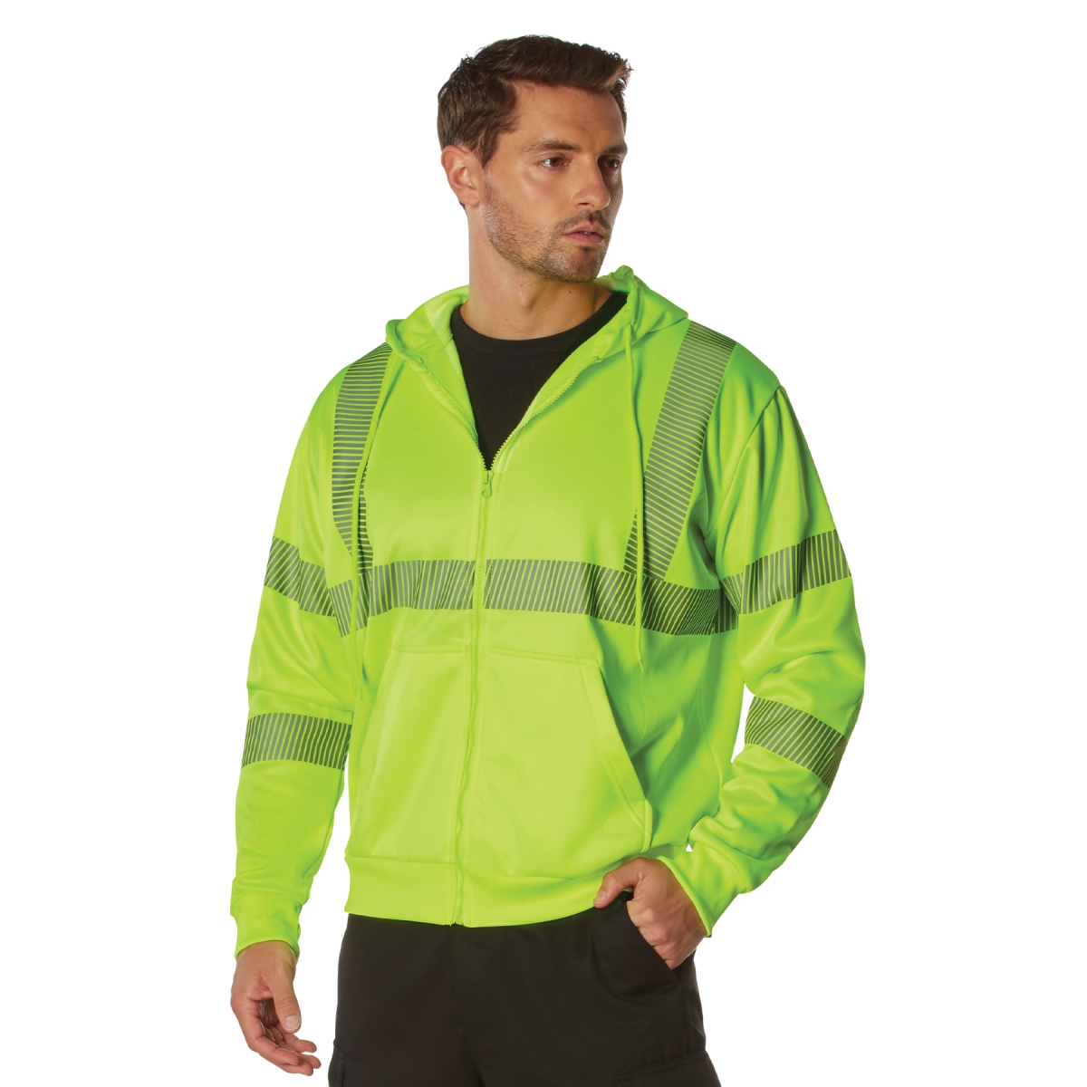 20837 Hi-Vis Performance Zipper Sweatshirt, Safety Green - Small