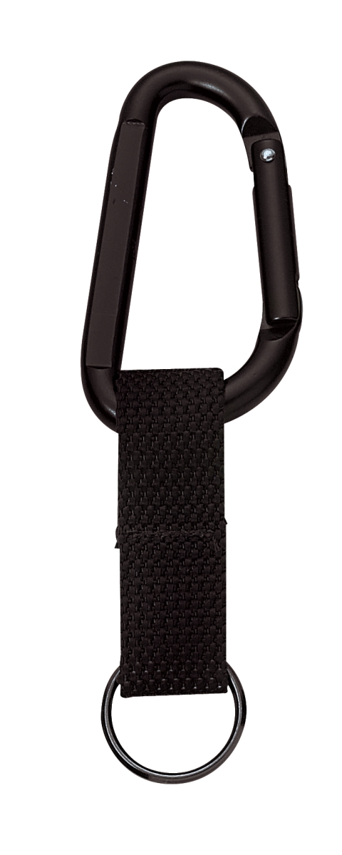 1635 80 mm Jumbo Carabiner Key Ring with Web Strap, Black