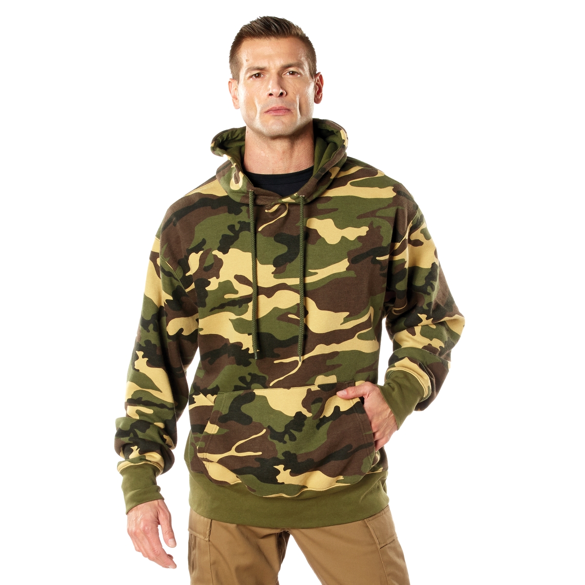 22101 Men Every Day Pullover Hooded Sweatshirt, Woodland Camo - Small