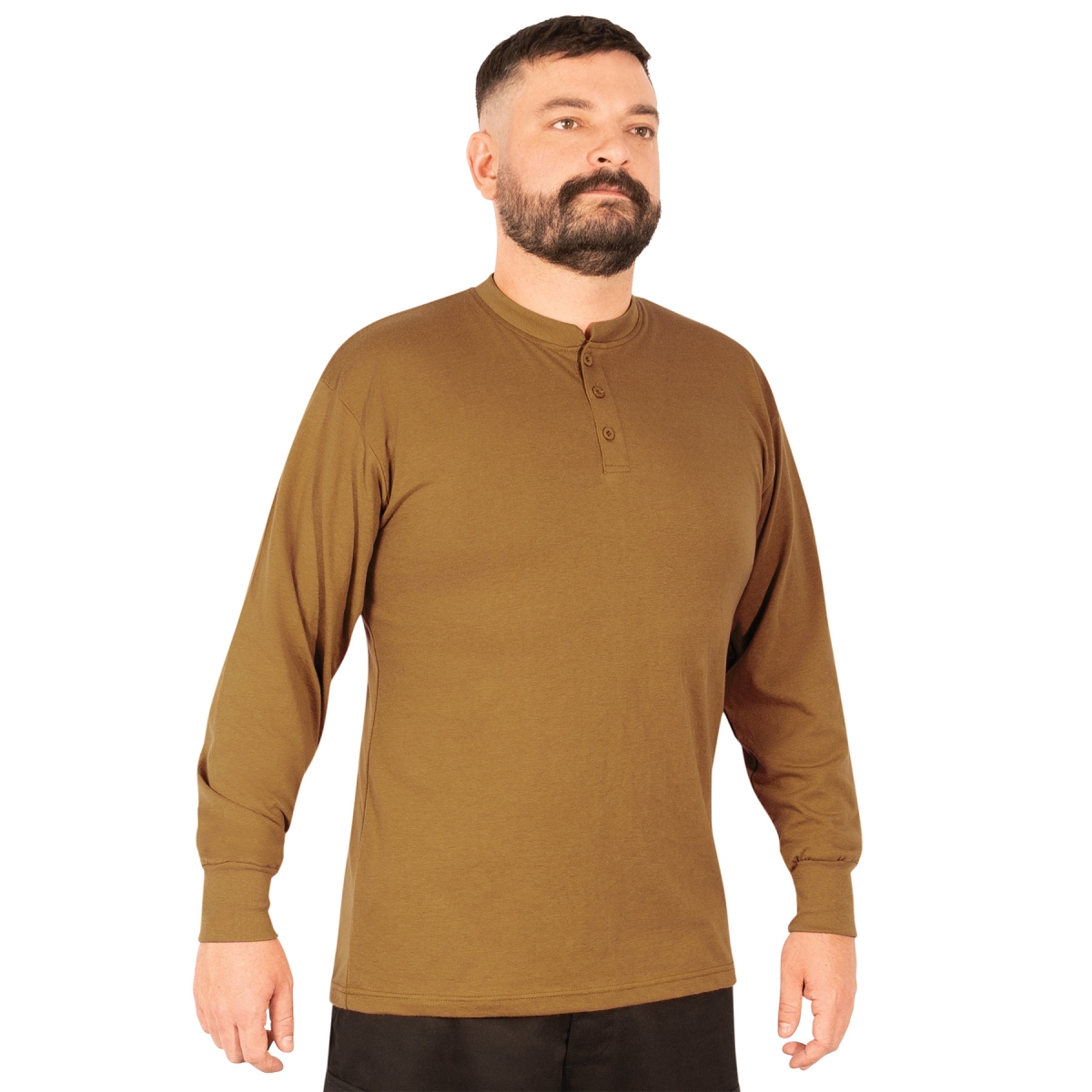 30324 Henley Long Sleeve T-Shirt, Work Brown - Large
