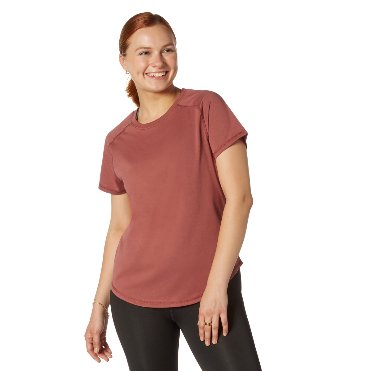 30794 Women Essential Moisture Wicking Raglan Sleeve T-Shirt, Terracotta - Medium