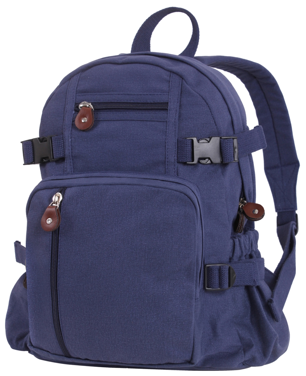 17177 Vintage Canvas Compact Backpack, Navy Blue