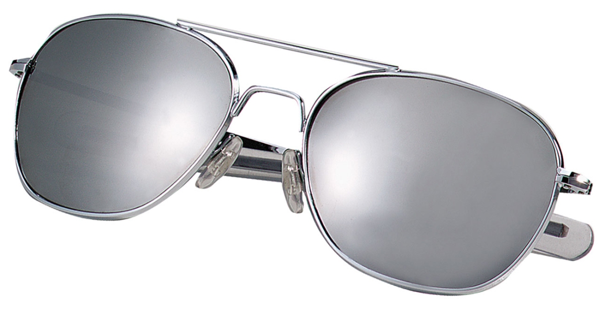 388 58 mm G.I. Type Aviator Sunglasses, Chrome & Mirror