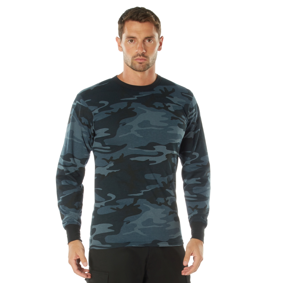 17715 Color Camo Long Sleeve T-Shirt, Midnight Blue Camo - Medium