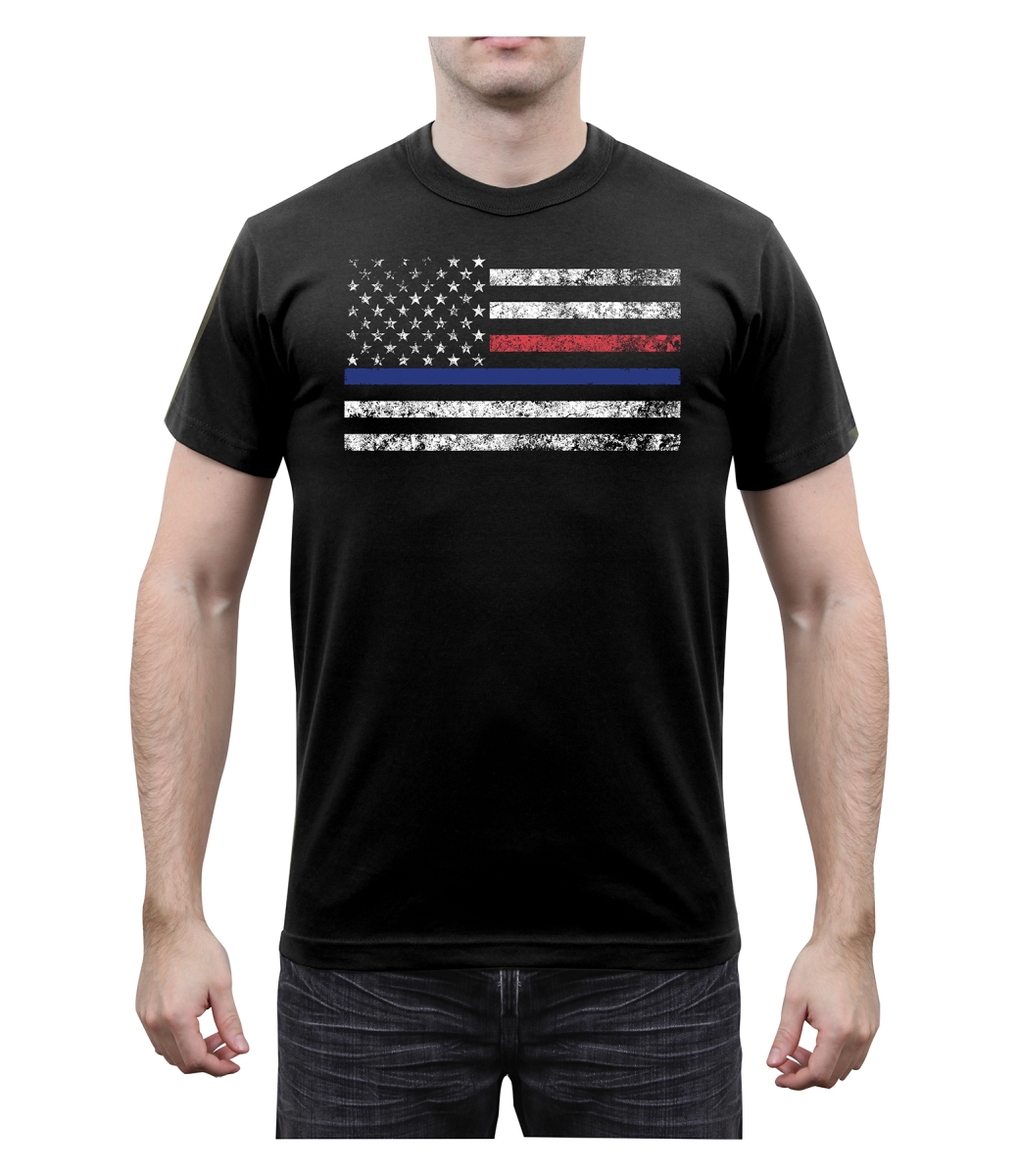 17471 Thin Blue Line & Thin Red Line Short Sleeve T-Shirt - Large