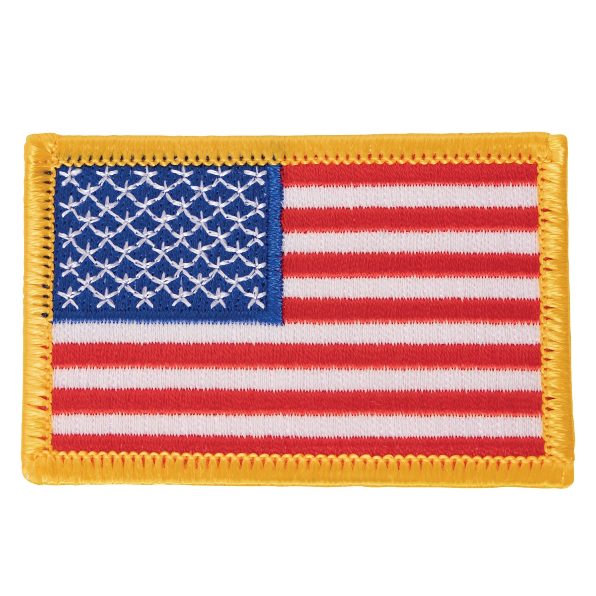 832 Normal Iron & Sew On Embroidered US Flag Patch with Yellow Border, Red & White - Blue