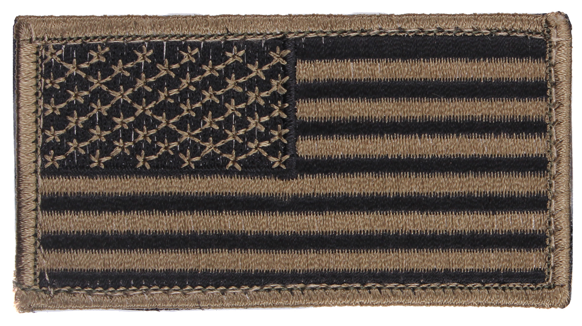 28572 Normal American Flag Patch with Hook Back, Black & Khaki