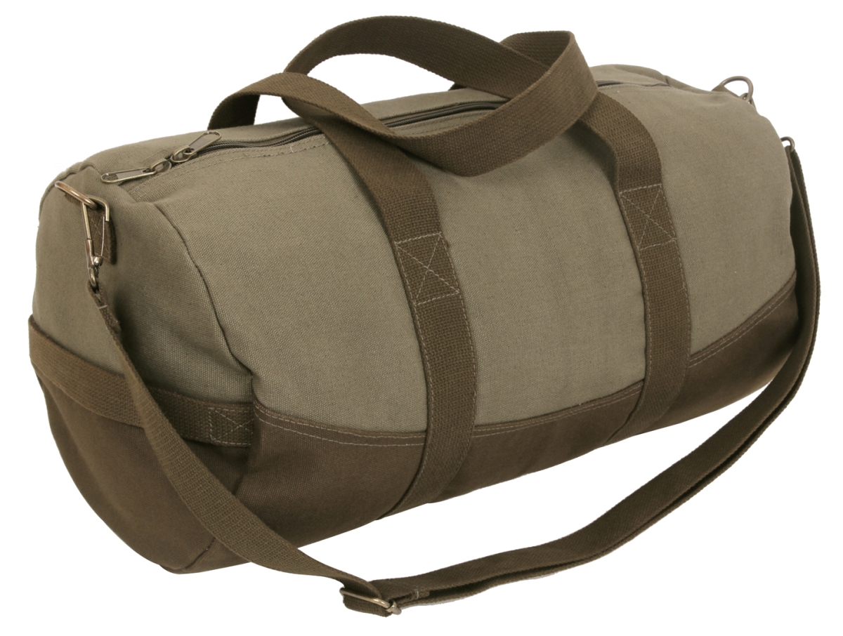 17311 Two-Tone Canvas Duffle Bag with Brown Bottom