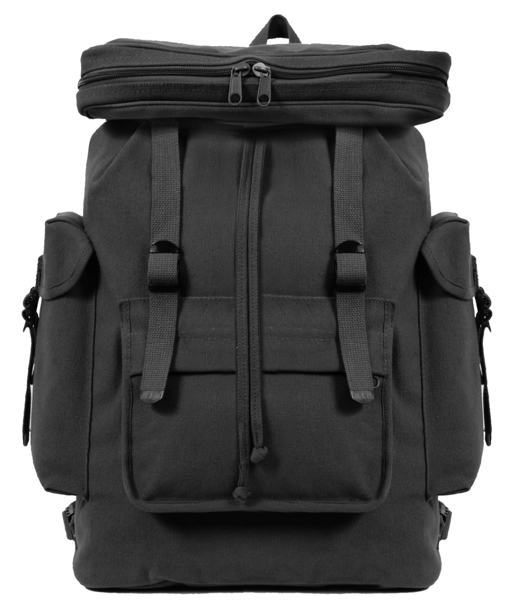1220 Canvas European Style Rucksack Backpack, Black
