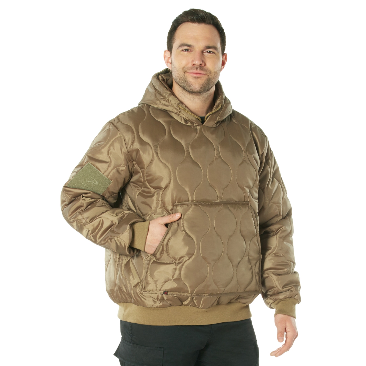 20790 Quilted Woobie Long Sleeve Hooded Sweatshirt, Coyote Brown - Extra Large