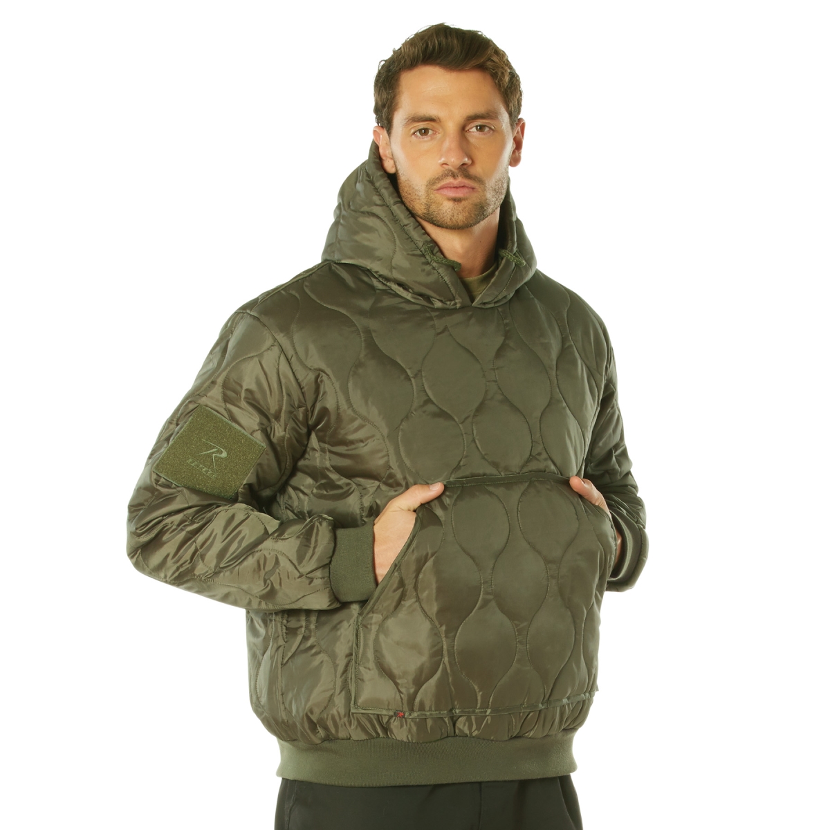 20792 Quilted Woobie Hooded Sweatshirt, Olive Drab - Small