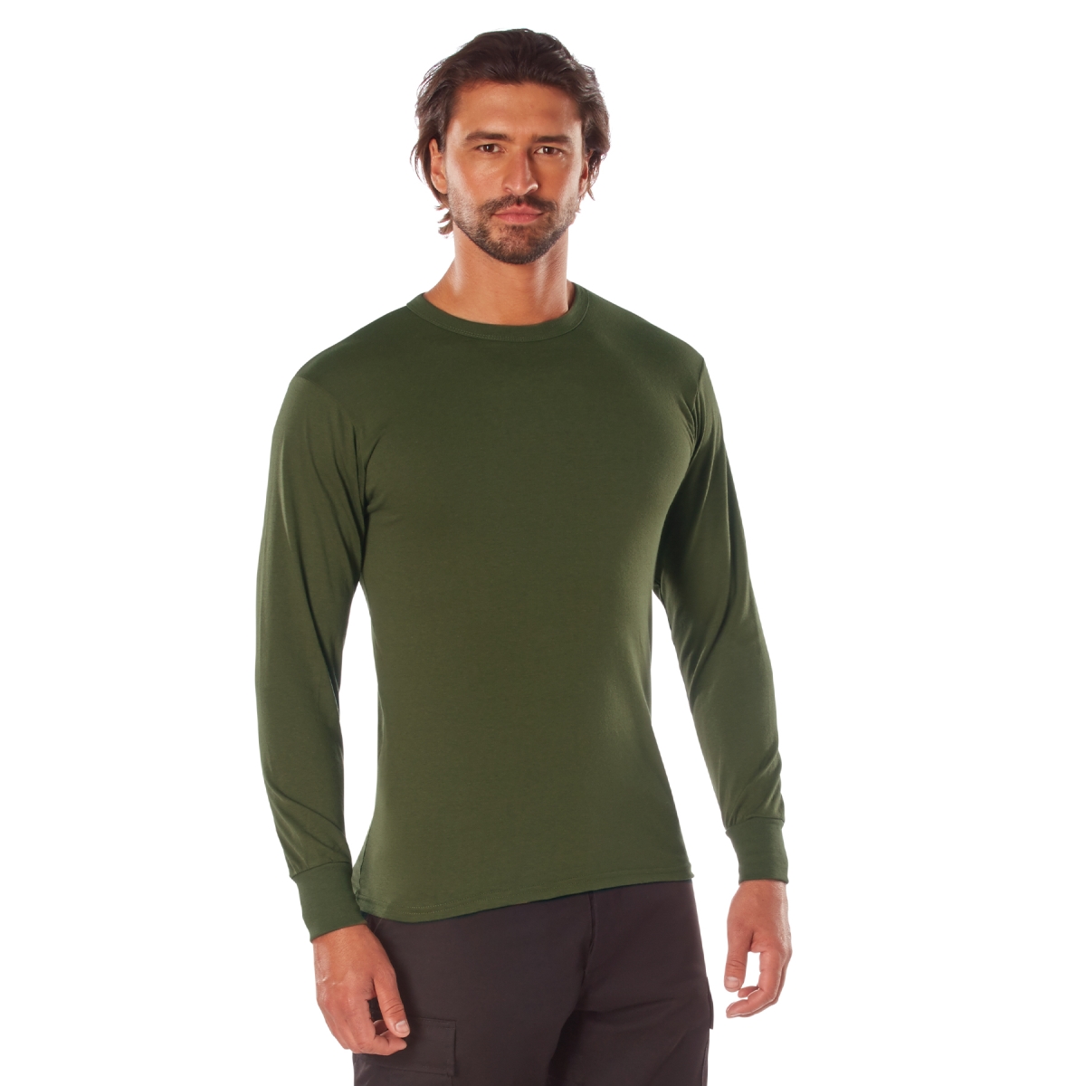 5890 Long Sleeve Solid T-Shirt, Olive Drab - 2XL