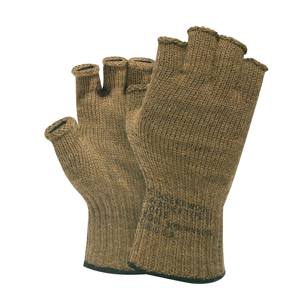 22121 Fingerless Wool Gloves, Coyote Brown