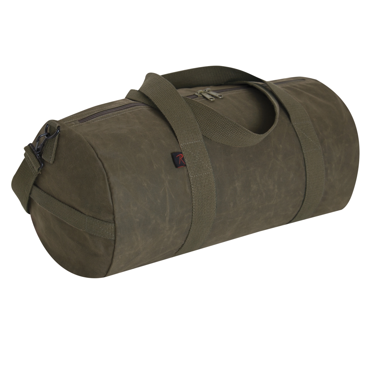 19337 19 in. Waxed Canvas Shoulder Duffle Bag, Olive Drab