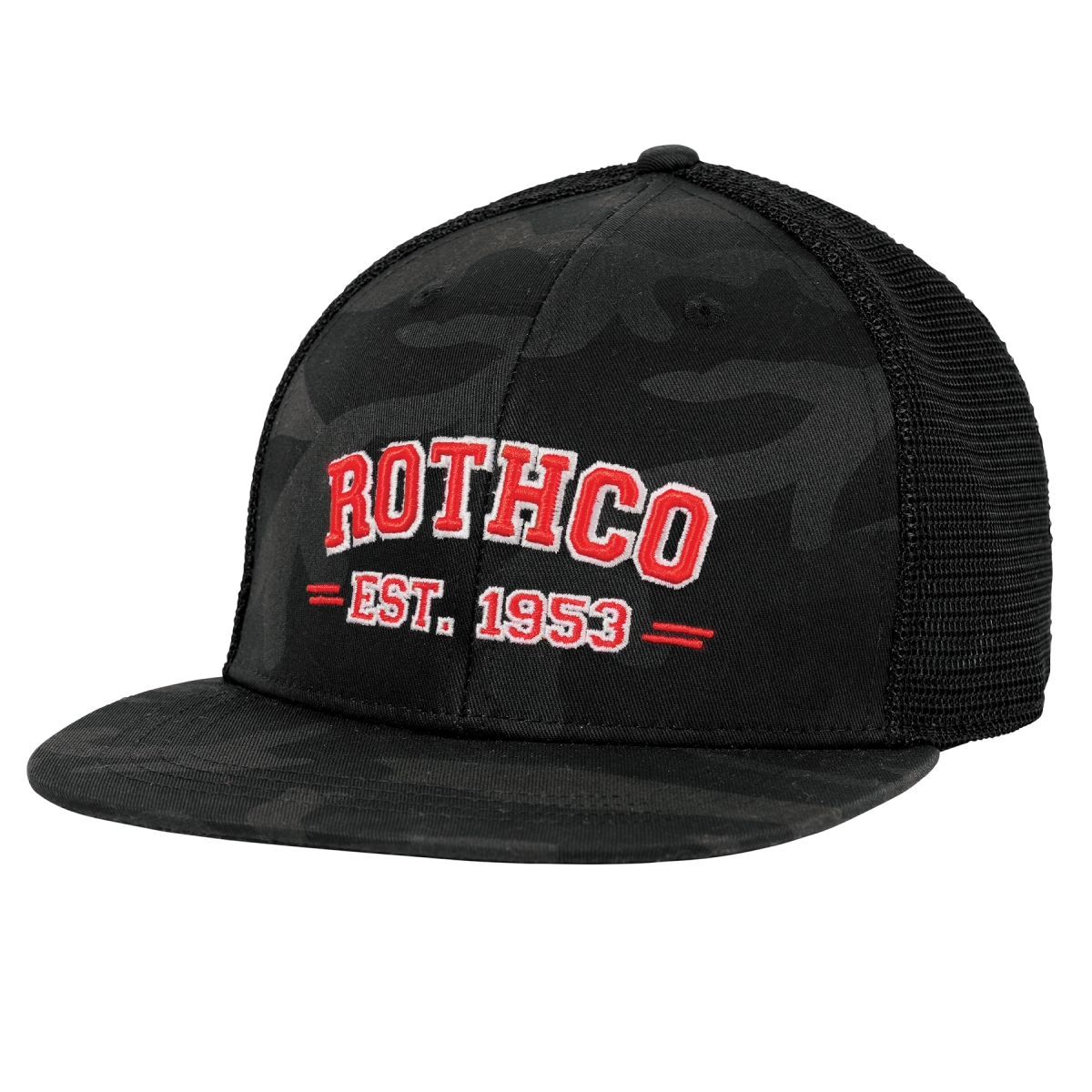 23252 Est. 1953 Embroidered Midnight Black Camo Trucker Hat