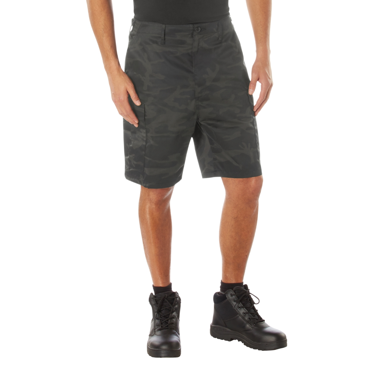23247 Men Midnight Camo Battle Dress Uniform Shorts, Midnight Black Camo - Medium