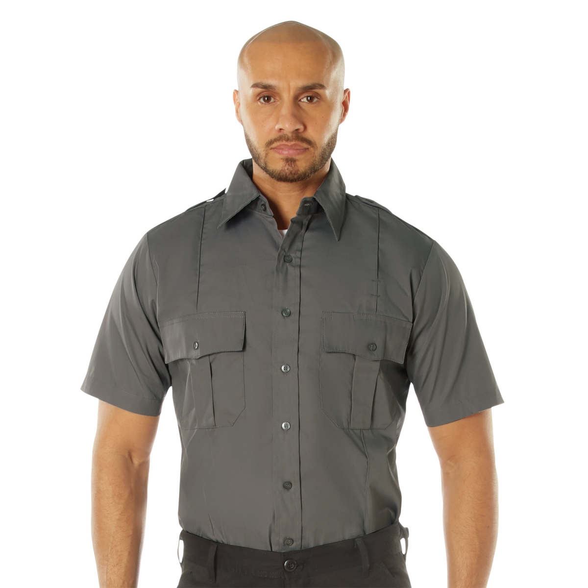 29653 Men Short Sleeve Uniform Shirt, Dark Grey - 3XL