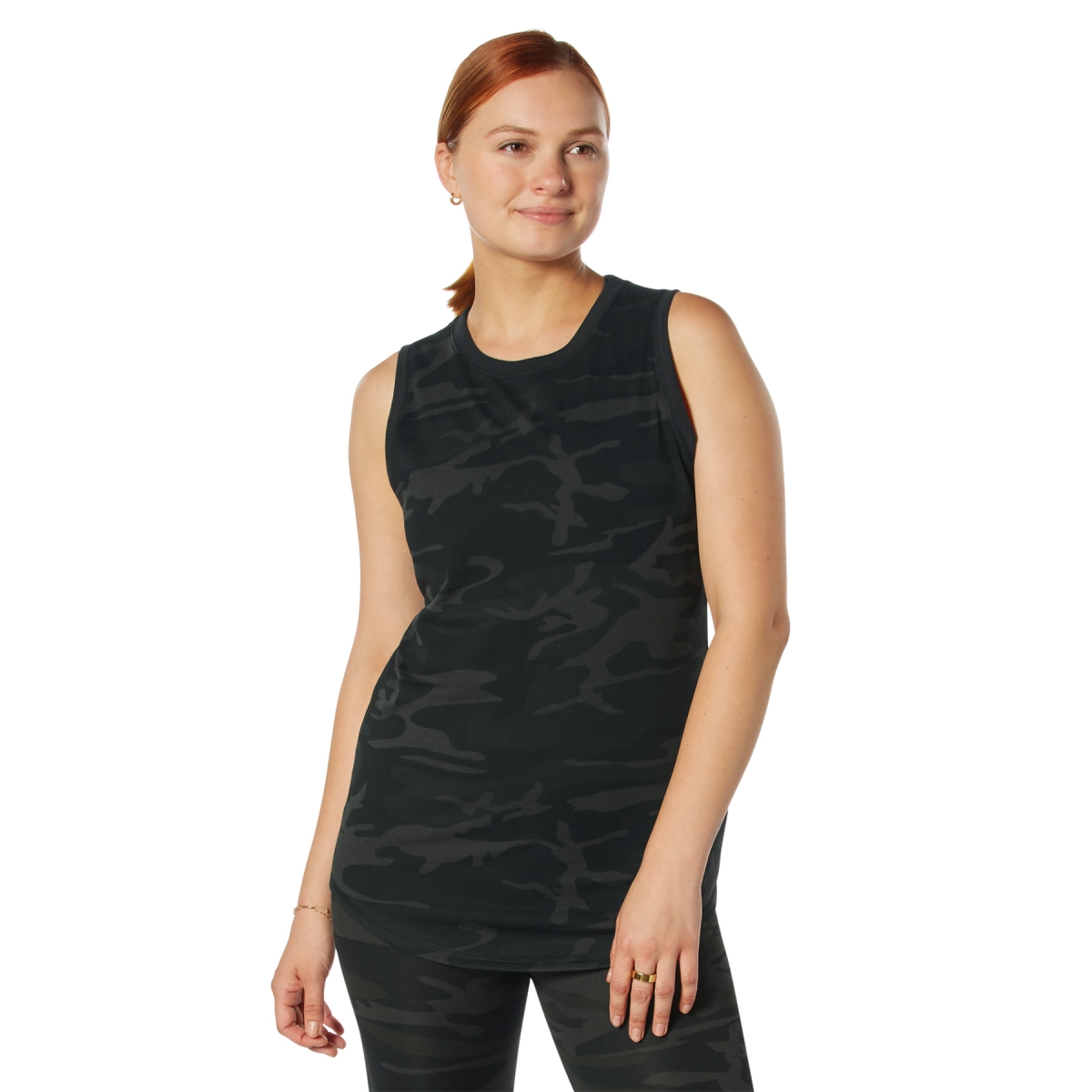 29780 Women Essential Tank Top, Midnight Black Camo - Extra Large