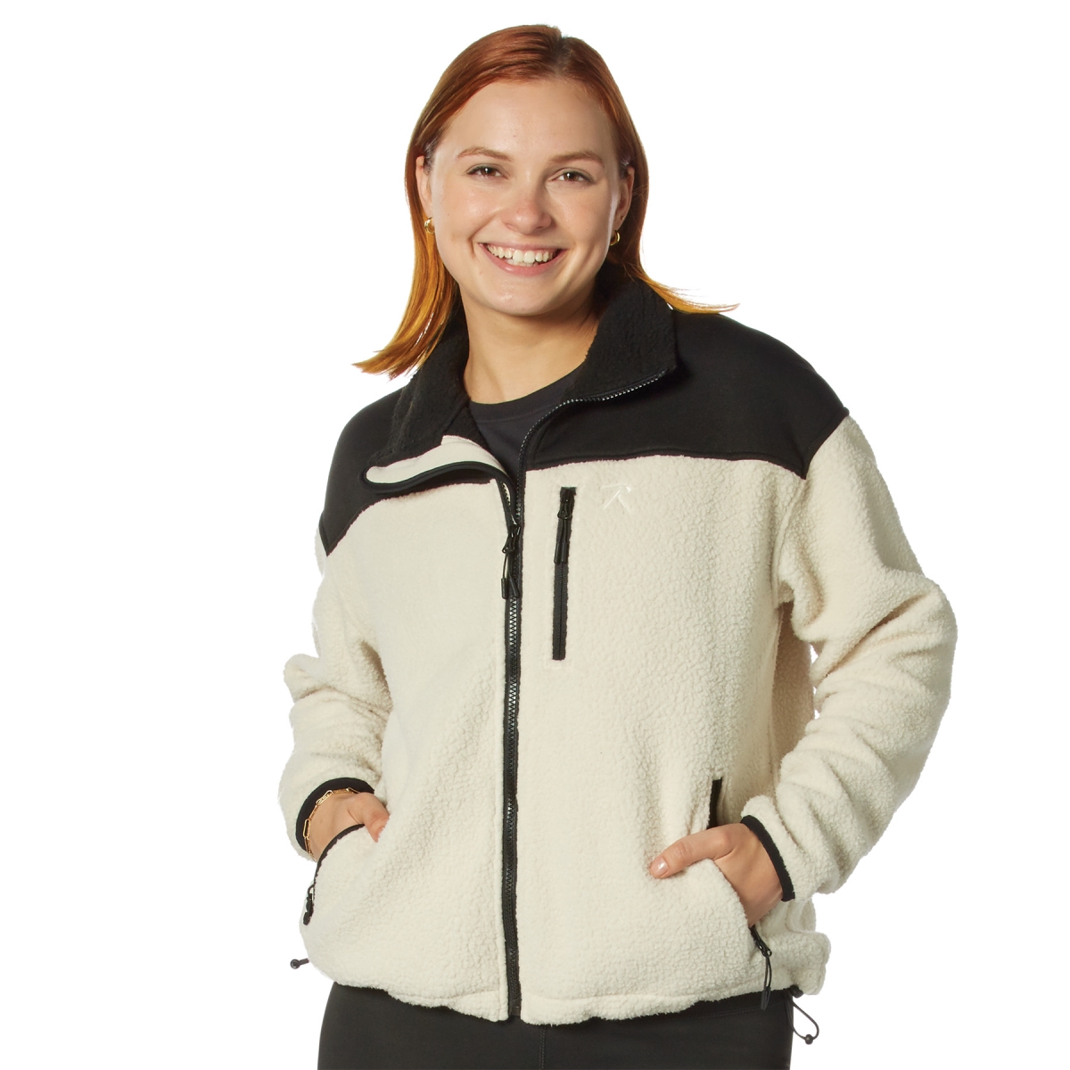 29891 Women Trailsman Sherpa Fleece Jacket, Cream & Black - Medium