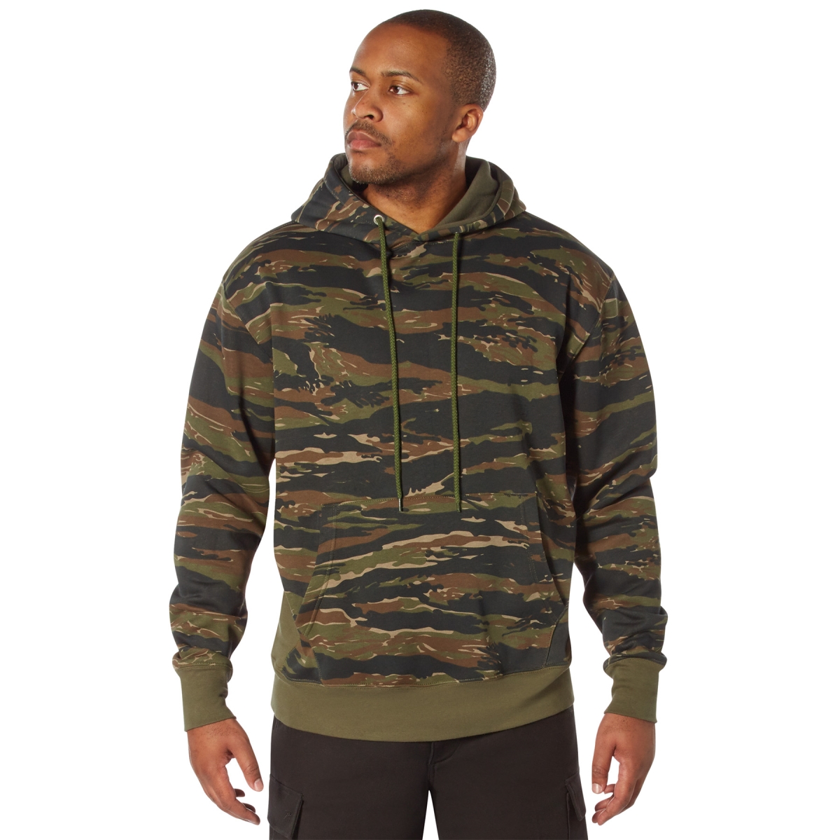 30111 Men Every Day Pullover Long Sleeve Hooded Sweatshirt, Tiger Stripe Camo - Medium