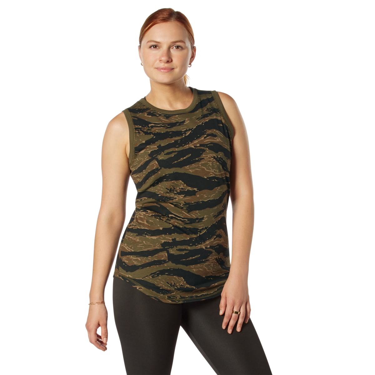 30829 Women Essential Moisture Wicking Tank Top, Tiger Stripe Camo - Medium