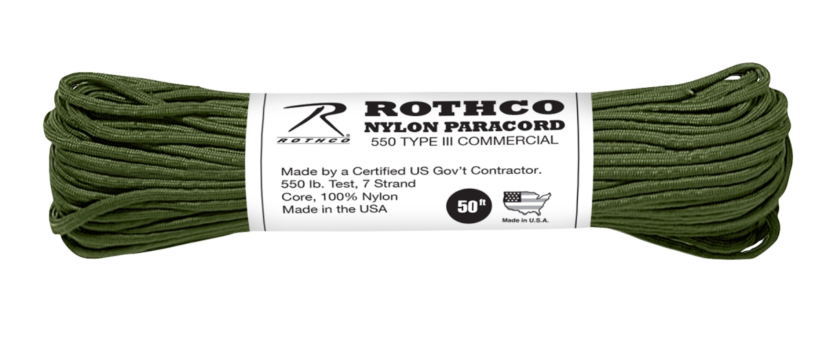 20641 550 lbs Type III Nylon Paracord, Olive Drab - 50 ft.