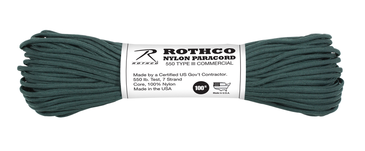 573 550 lbs Type III Nylon Paracord, Hunter Green - 100 ft.