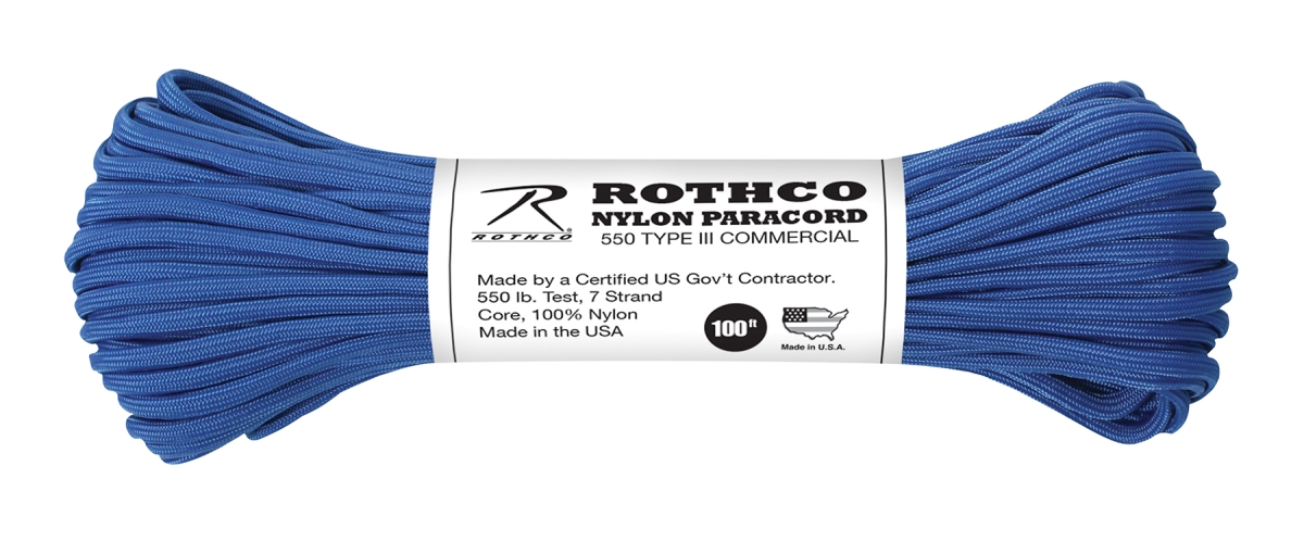 681 550 lbs Type III Nylon Paracord, Royal Blue - 100 ft.