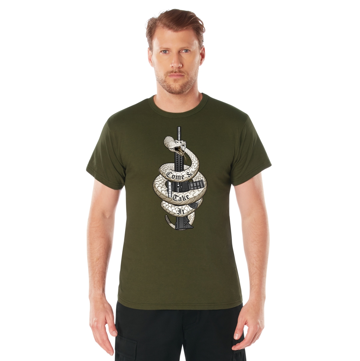 14432 Come & Take It Short Sleeve T-Shirt, Olive Drab - Extra Large