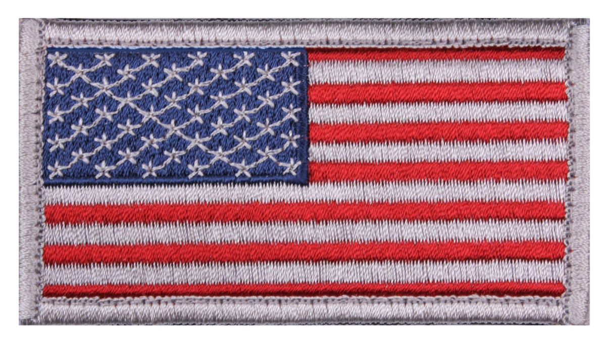 16462 Normal American Flag Patch with Hook Back & White Border, Red & White - Blue