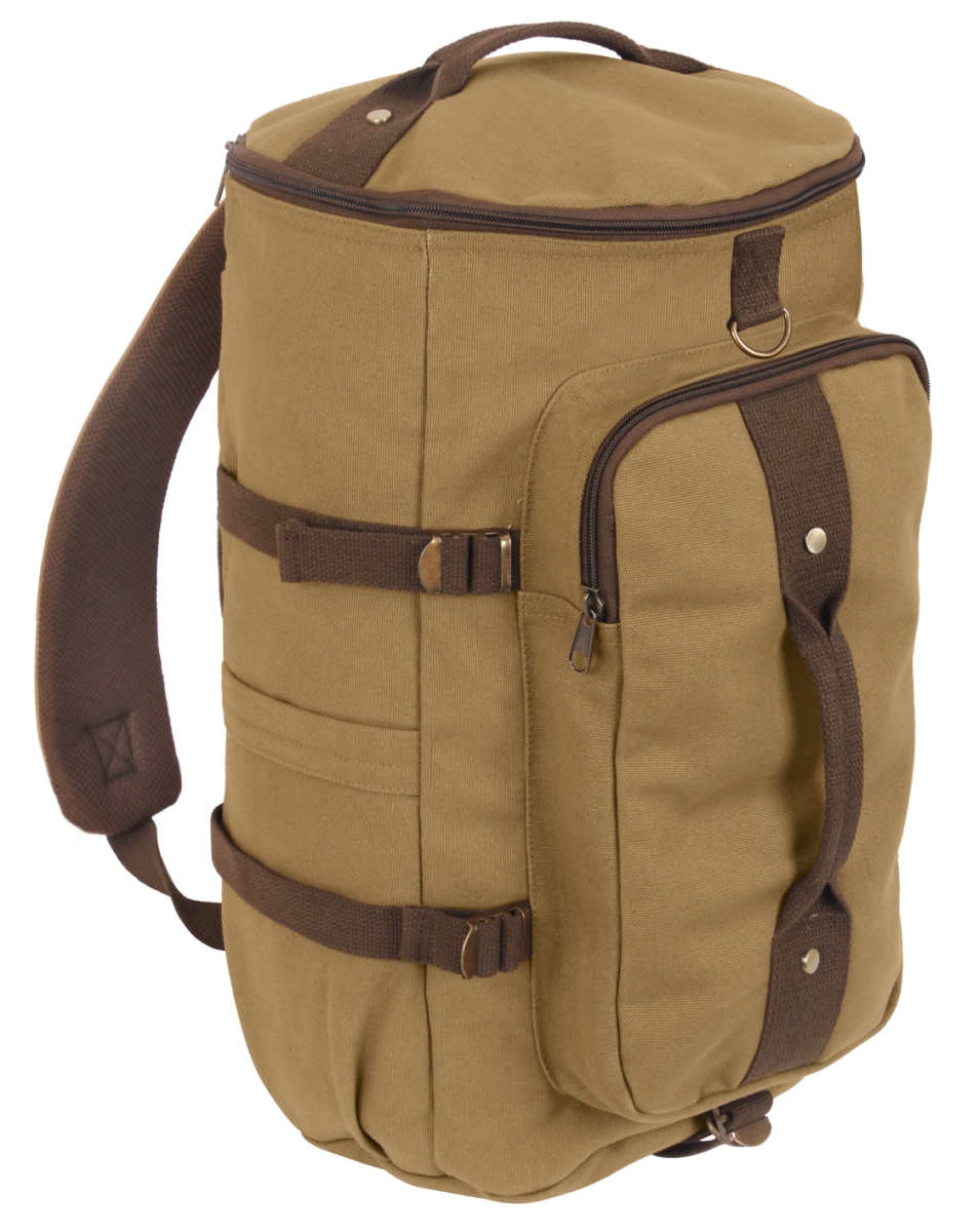 17436 19 in. Convertible Canvas Duffle & Backpack, Coyote Brown