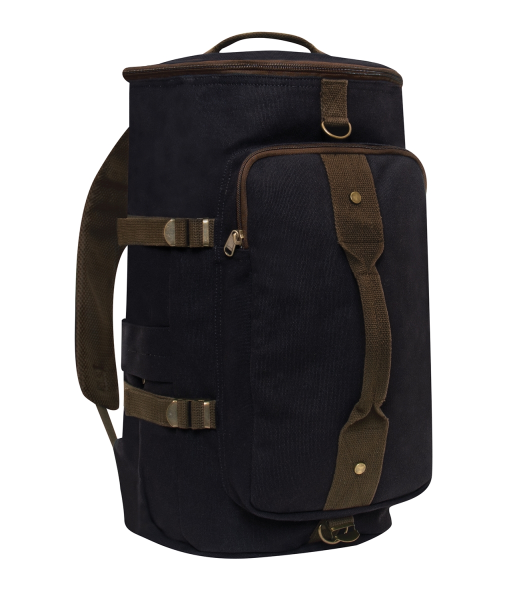 19674 19 in. Convertible Canvas Duffle & Backpack, Black