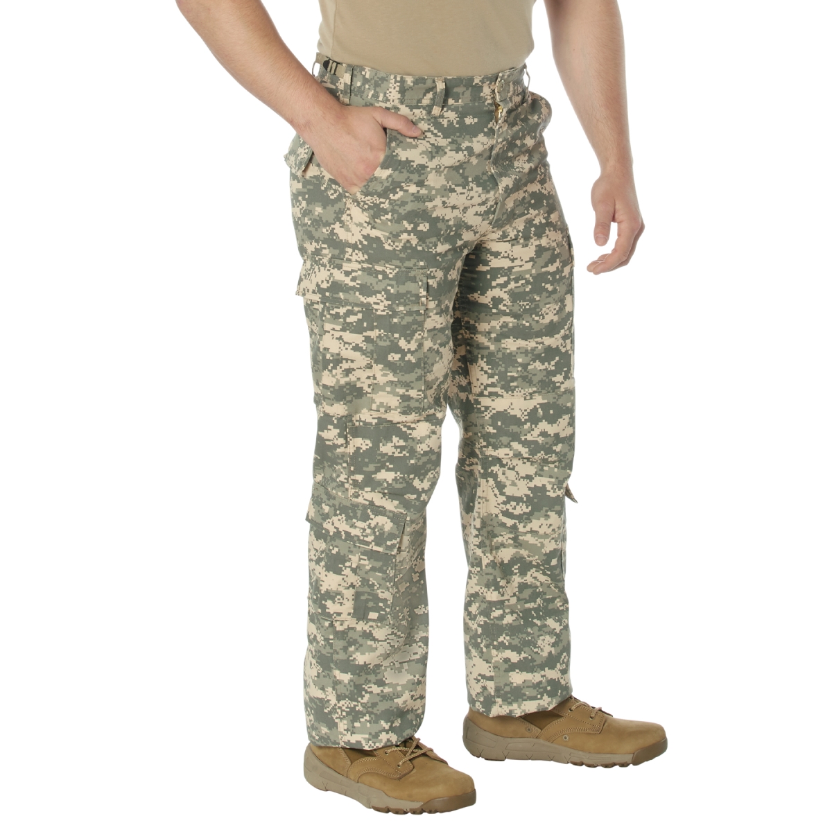1504 Men Vintage Paratrooper Cargo Fatigue Pants, ACU Digital Camo - Small