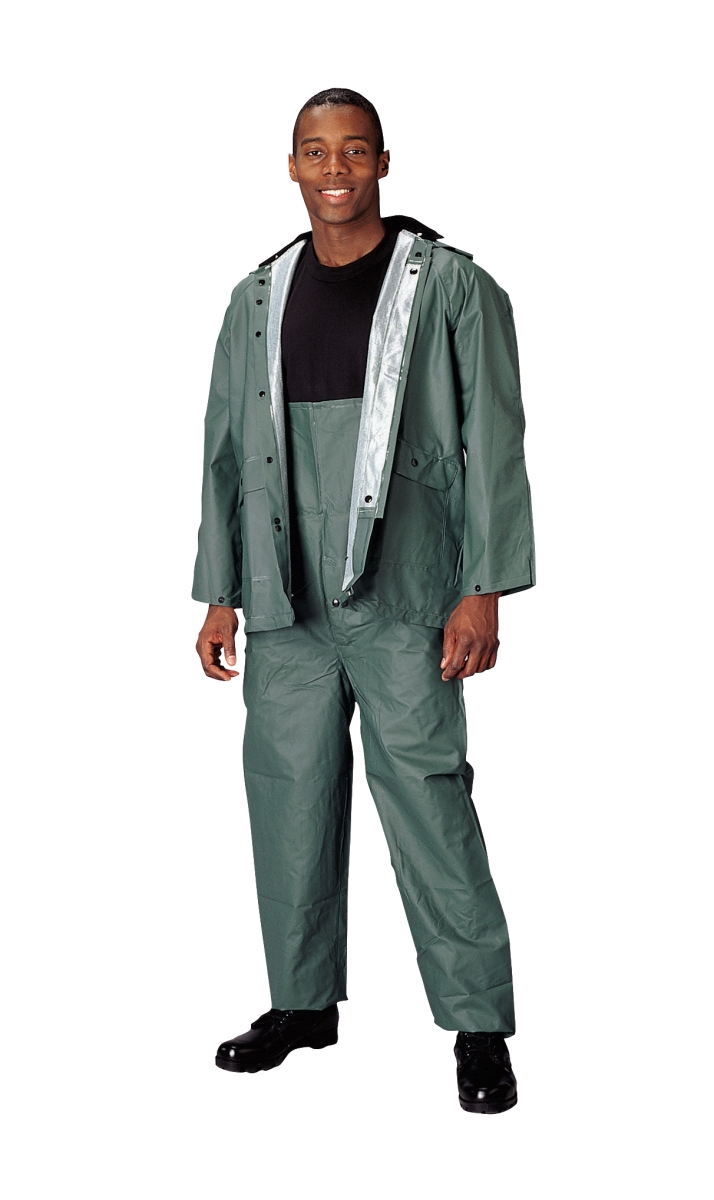2383 PVC Olive Drab & Yellow Rainsuit - Small