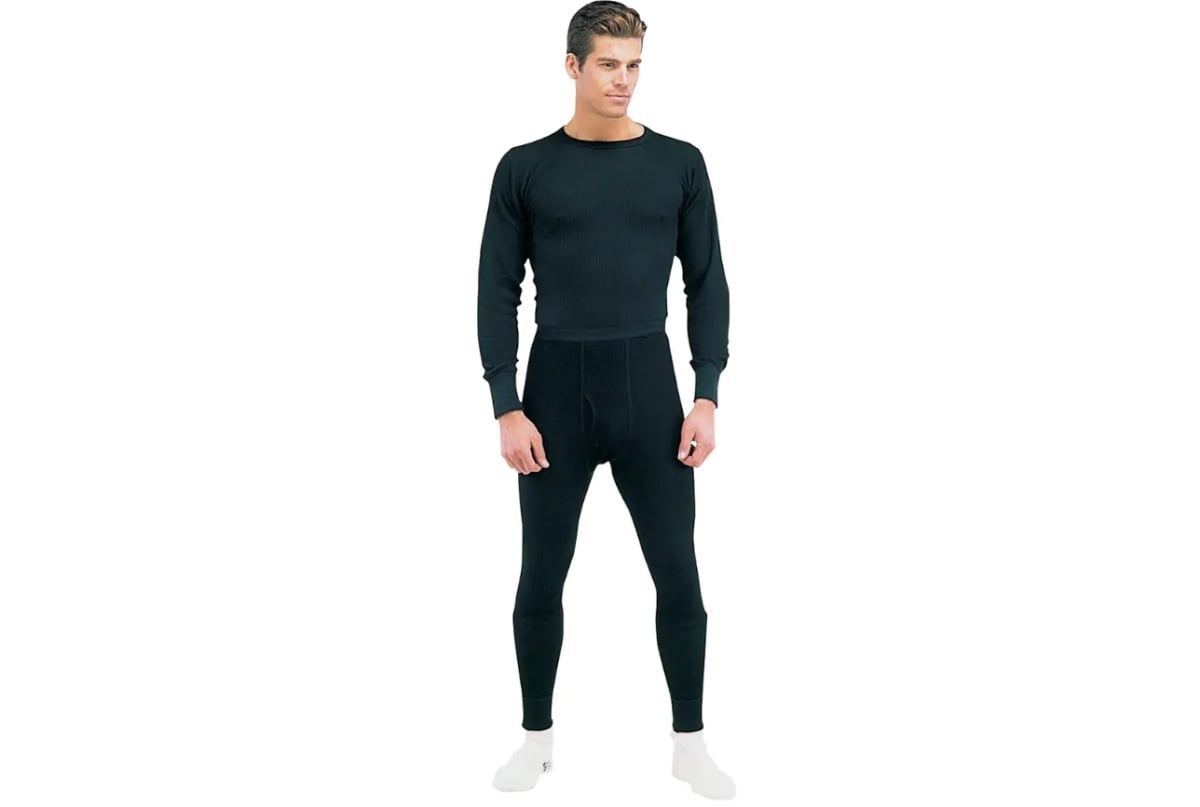 6528 Thermal Knit Underwear Bottom, Black - Medium