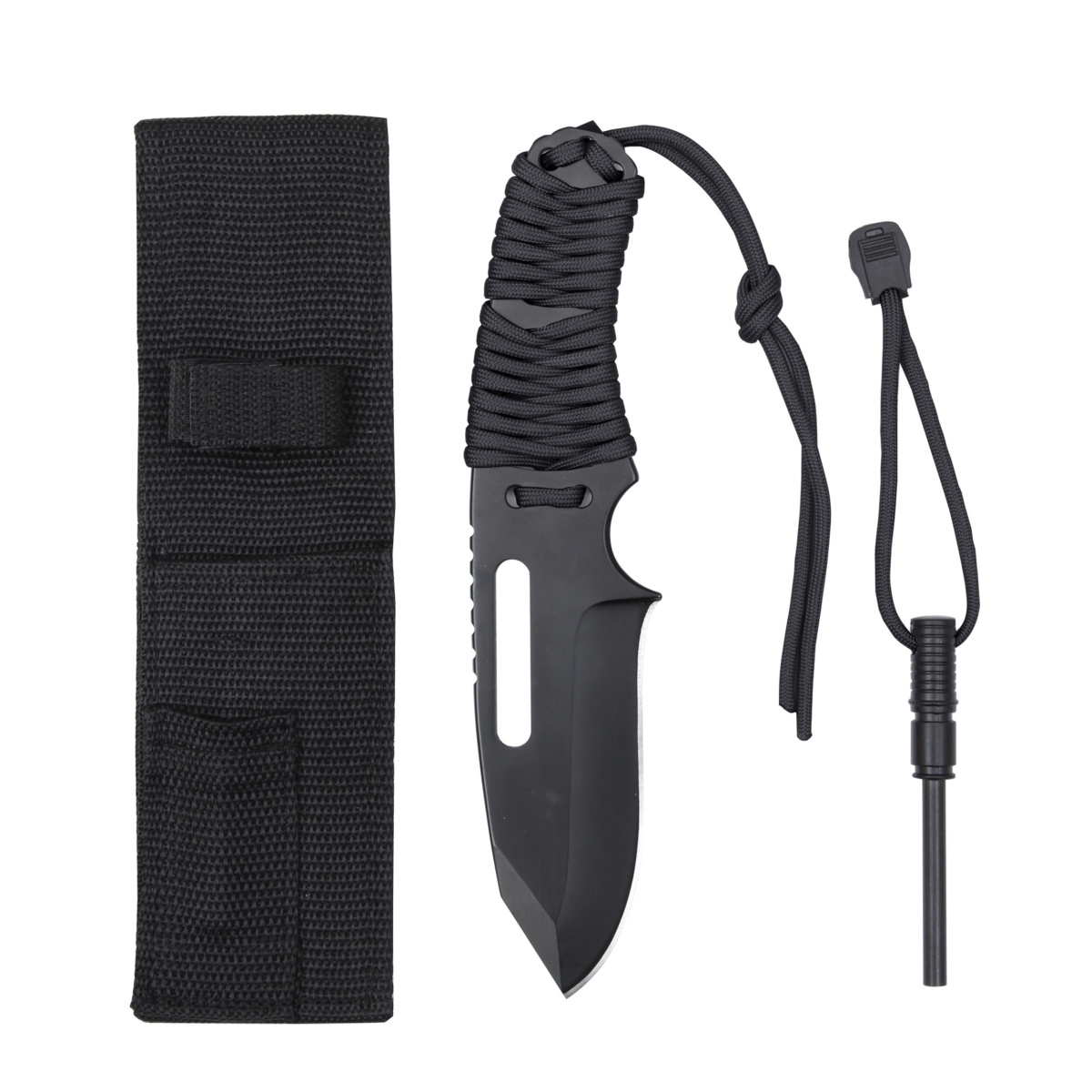 13358 Large Paracord Knife with Fire Starter, Black