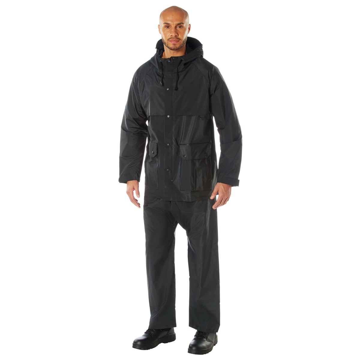 2532 2 Piece Microlite PVC Rainsuit, Black - 3XL