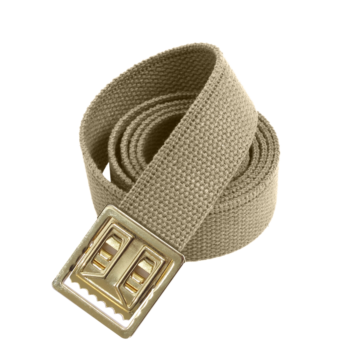 3077 54 in. Military Web Belts with Open Face Buckle, Khaki & Gold