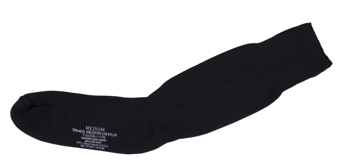 3500 G.I. Type Cushion Sole Socks, Black - Large