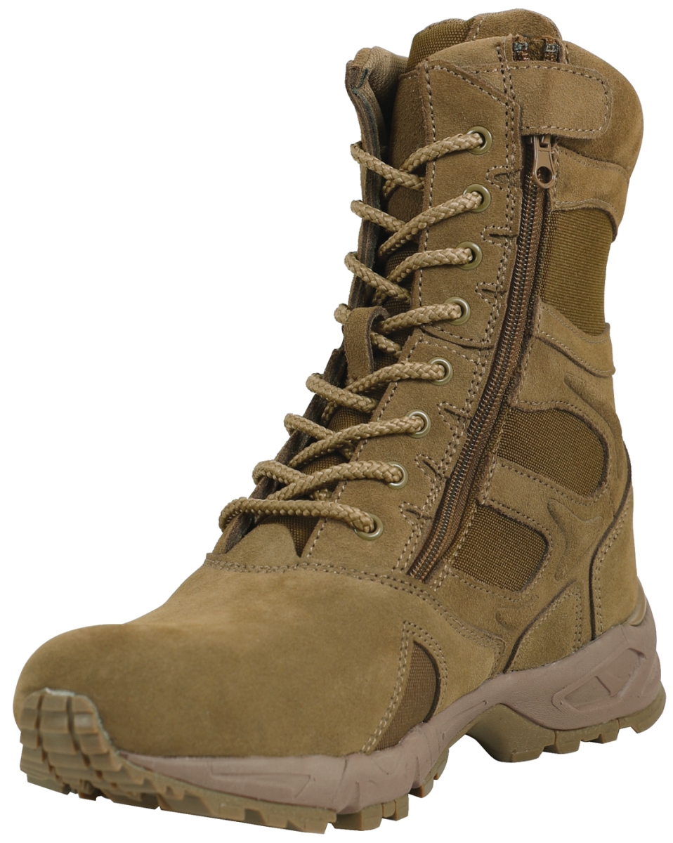 18242 8 in. Forced Entry Deployment Boot with Side Zipper, AR 670-1 Coyote Brown - Regular - Size 10
