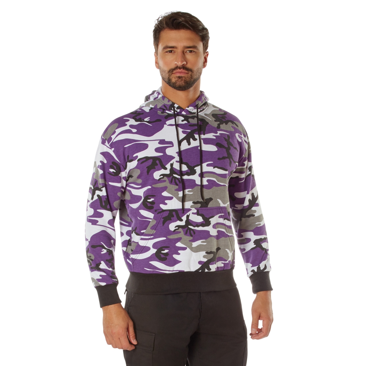18065 Camo Pullover Long Sleeve Hooded Sweatshirt, Ultra Violet Camo - Medium