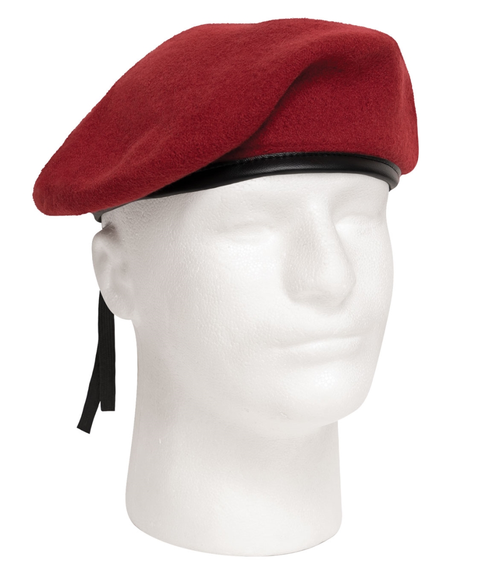 3873 G.I. Style Beret Hat, Red - Size 7.5
