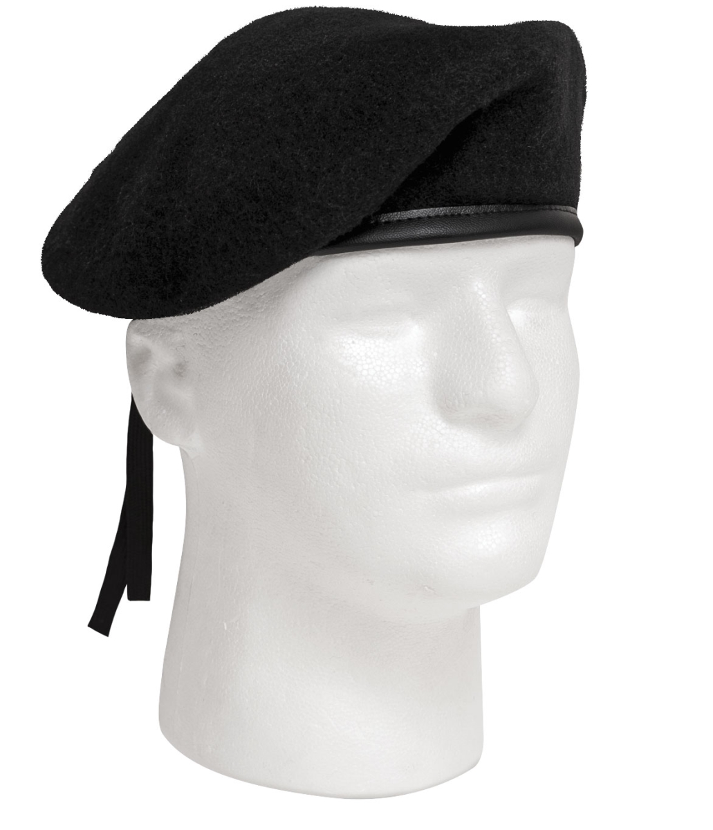 3884 G.I. Style Beret Hat, Black - Size 6.75
