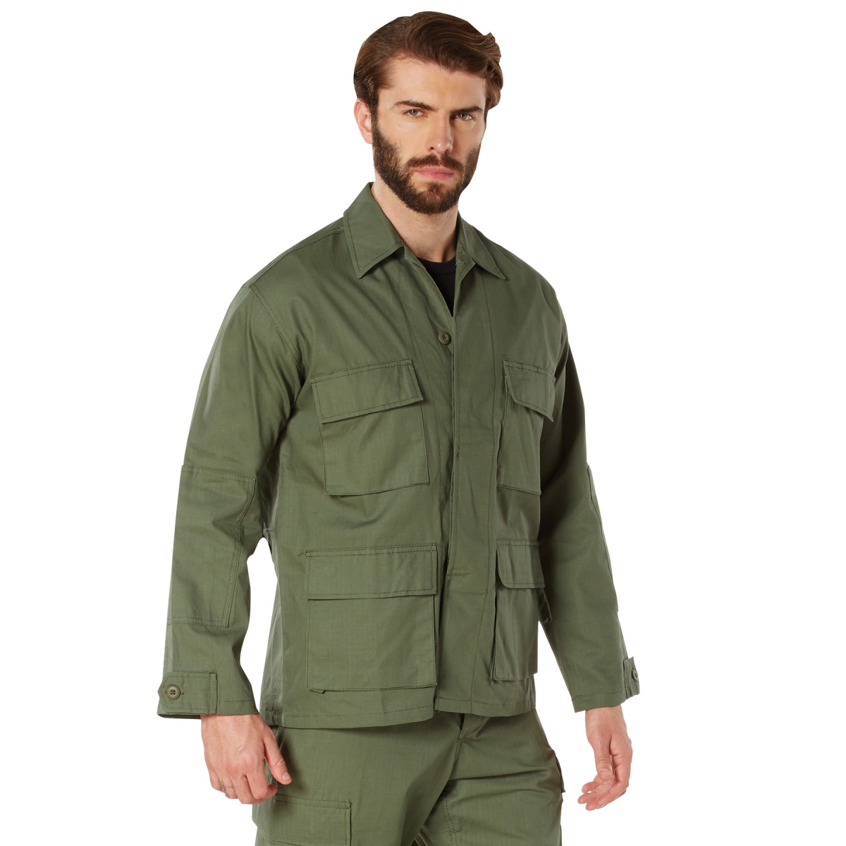 23755 Rip-Stop Battle Dress Uniform Long Sleeve Shirt, Olive Drab - Medium