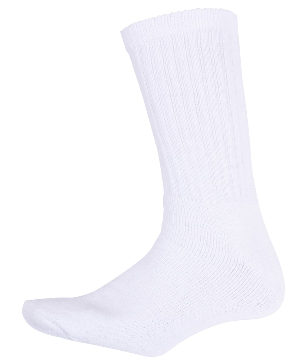6615 Athletic Crew Socks, White - Size 10 to 13