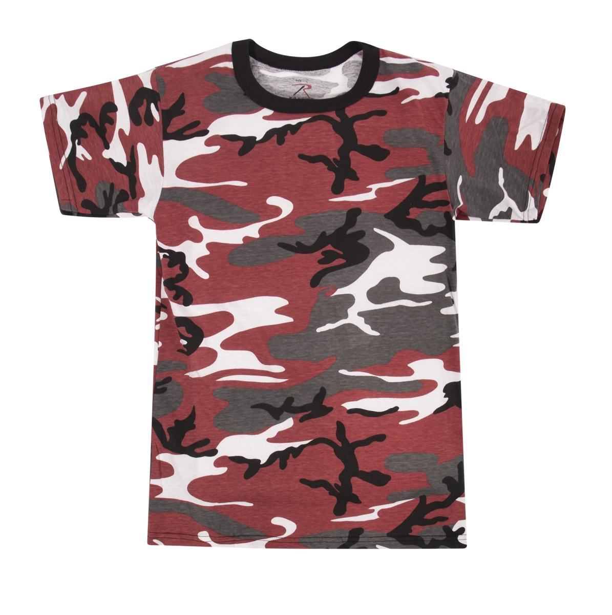 7264 Unisex Kids Camo Short Sleeve T-Shirt, Red Camo - Medium