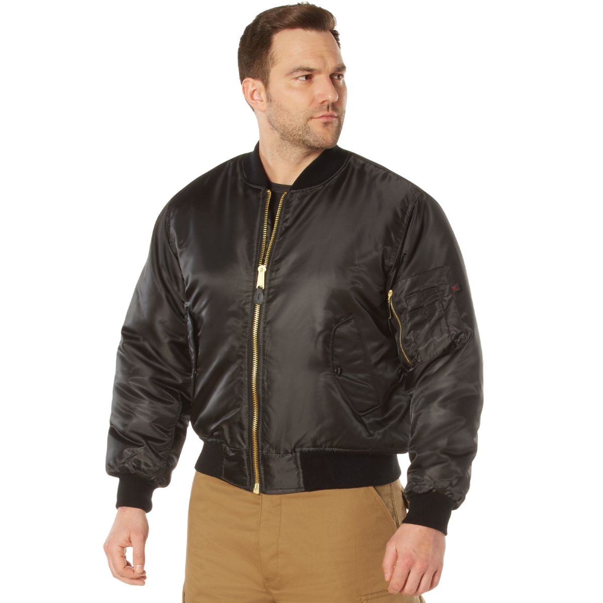8319 Men MA-1 Flight Jacket, Black - 7XL